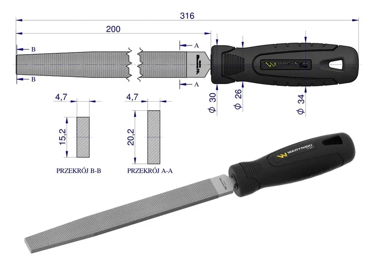 pilnik-plaski-200-mm-warynski-stan-nowy