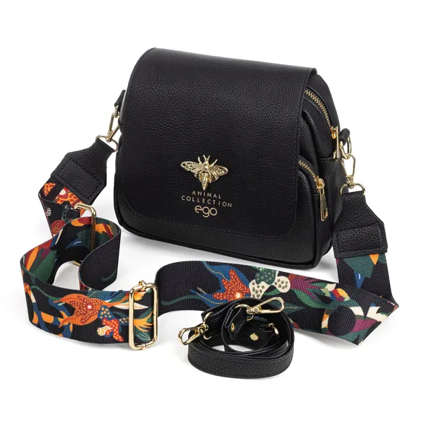 TOREBKA DAMSKA LISTONOSZKA EGO KOLOROWY PASEK NA RAMIĘ PHONE BAG CZARNA
