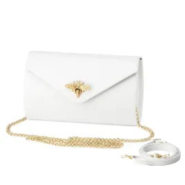 elegancka-torebka-kopertowka-wizytowa-laura-biaggi-biala-z-lancuszkiem-logo