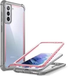 etui-do-samsung-galaxy-s21-szaro-rozowa-ramka-przezroczyste-plecki