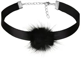 front-row-czarny-choker-z-pomponem-38-cm