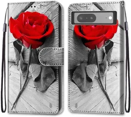 zamykane-etui-do-google-pixel-7-szary-case-z-klapka-ekoskora-czerwona-roza