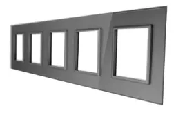 ramka-szklana-gniazdko-gniazdo-pieciokrotna-szara