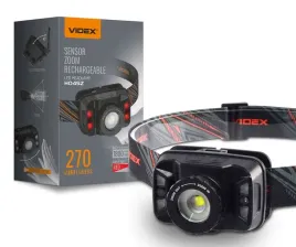 Zdjęcie produktu LATARKA czołowa wojskowa VIDEX wodoodporna czołówka USB ZOOM IP65 270 Lm