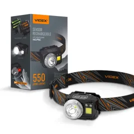 Zdjęcie produktu LATARKA czołowa VLF-H075C VIDEX wodoodporna wojskowa USB COB+CREE 550Lm LED