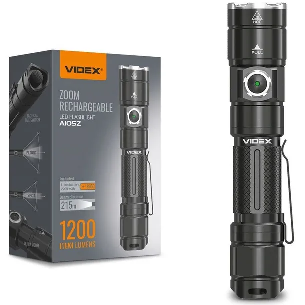 Latarka ręczna Videx mocna odporna 1200 lm aku led A105Z 215m wojskowa
