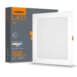 Zdjęcie produktu Biała oprawa sufitowa LED wpuszczana plafon Videx 18W 1500lm panel 22,4 cm