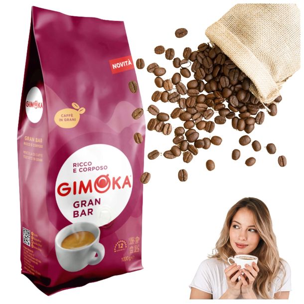 Kawa Ziarnista Gimoka Gran Bar Włoska Do Ekspresu Mocna Aromatyczna 1kg