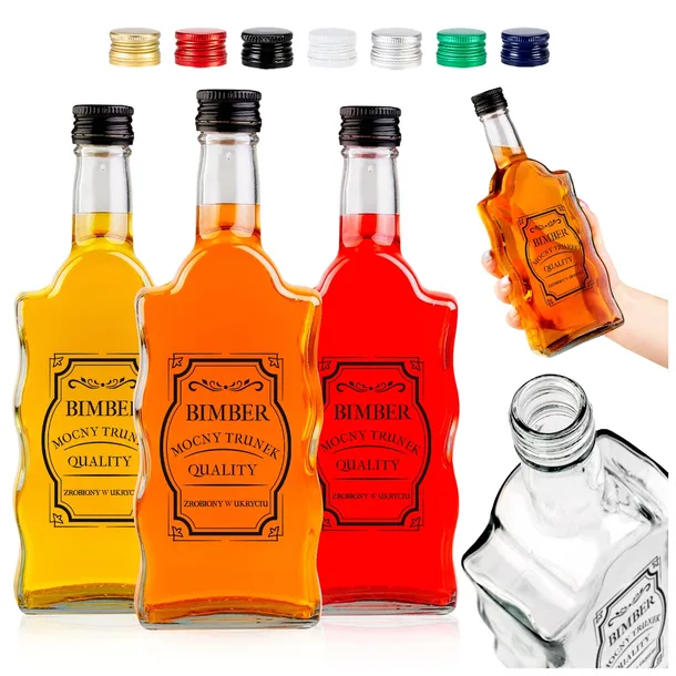 5x butelki szklane 0,5 L Fala nadruk Bimber nalewki WÓDKĘ ALKOHOL 500 ML