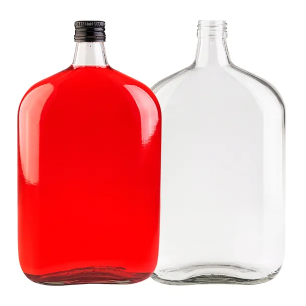 BUTELKA PŁASKA 1000ml 1L na nalewki bimber koniak wino do whisky + ZAKRĘTKA