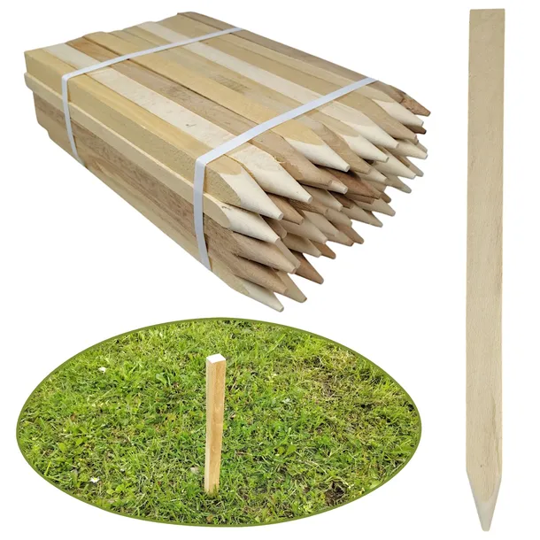 PALIKI GEODEZYJNE 40 CM DREWNIANE TYCZKI OGRODOWE KWADRATOWE - 50 SZTUK