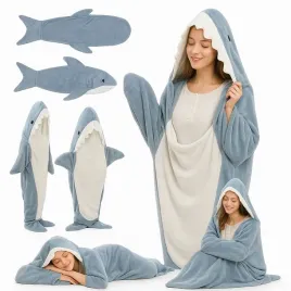 Zdjęcie produktu Koc rekin Piżama Bluza Śpiwór z kapturem Ciepły Rozmiar uniwersalny 210 cm