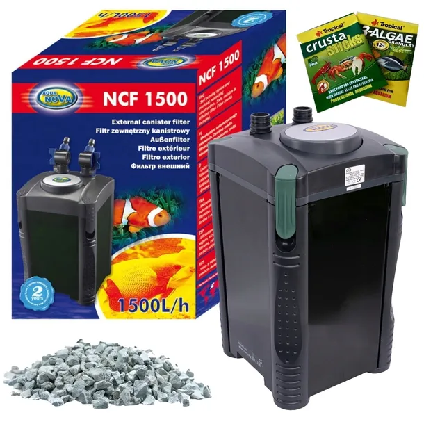 Filtr zewnętrzny kubełkowy Aqua Nova NCF-1500 akwarium do 500l + gratis