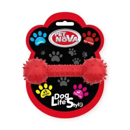 zabawka-dla-psa-gryzak-hantel-z-dzwonkiem-14cm-czerwony-pet-nova-wytrzymaly
