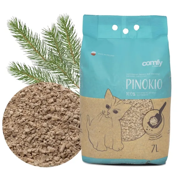 COMFY Żwirek dla kota zbrylający drewniany 7L PINOKIO