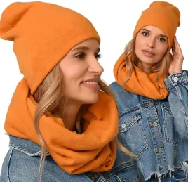polski-komple-zimowy-czapka-komin-cieply-zestaw-damski-miodowy-k6-uni