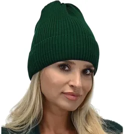 lekka-czapka-damska-beanie-butelkowa-zielen-n1