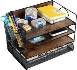 organizer-drewniany-4-poziomy-szuflada-uchwyt-na-dlugopisy