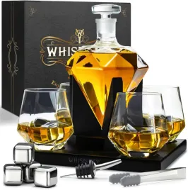 zestaw-karafka-diament-do-whisky-1000ml-4-szklanki-4-kamienie-prezentowy
