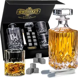 zestaw-karafka-klasyczna-do-whisky-700ml-2-szklanki-8-kamieni-prezentowy