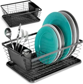ociekacz-do-naczyn-stalowy-z-tacka-i-pojemnikiem-na-sztucce-czarny
