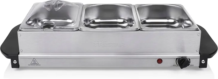 PODGRZEWACZ BUFETOWY 3X1,5L STAL NIERDZEWNA 200W PŁYTA GRZEWCZA TERMOSTAT