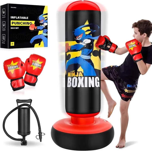 WOREK BOKSERSKI DLA DZIECI 168 CM STOJĄCY Z RĘKAWICAMI I POMPKĄ DO MMA