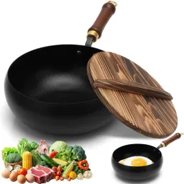 zeliwna-patelnia-japonska-24-cm-recznie-kuta-z-drewniana-pokrywka