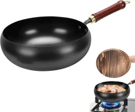 patelnia-zelazna-japonska-28-cm-recznie-kuta-z-drewniana-pokrywka