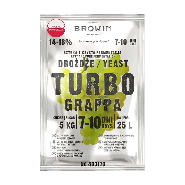 Drożdże gorzelnicze Turbo Grappa 7-10 dni