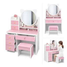 toaletka-kosmetyczna-dla-dziewczynki-rozowa-80-cm-lustro-led-taboret