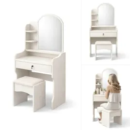 toaletka-dla-dziewczynki-z-lustrem-led-zestaw-z-taboretem-i-kosmetyczka