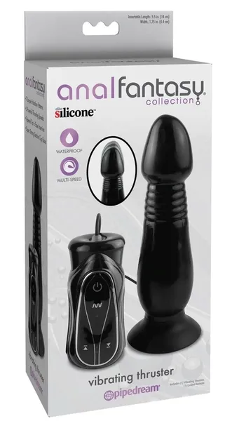 Anal Fantasy Wibrator z Pilotem 14 cm 7 Trybów Silikonowy Czarny