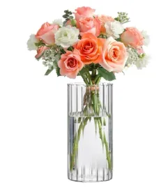wazon-szklany-cylindryczny-ryflowany-20-cm-przezroczysty-dekoracyjny