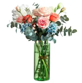 wazon-szklany-cylindryczny-ryflowany-20-cm-zielony-dekoracyjny