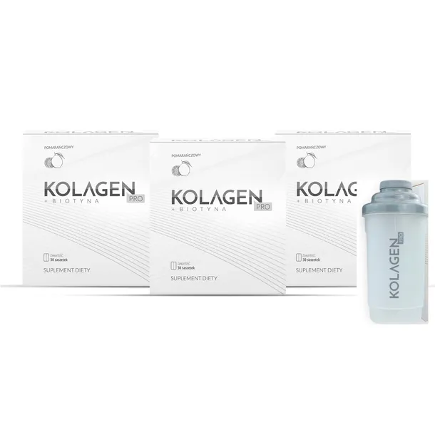 3x Kolagen Pro saszetki 30 szt. + shake smak pomarańczowy
