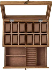 pudelko-na-zegarki-12-przegrodek-2-poziomy-szklane-wieko-organizer