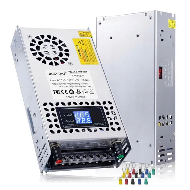 Regulowany zasilacz impulsowy 12.5A 600W, AC 110V/220V do DC 0-48V