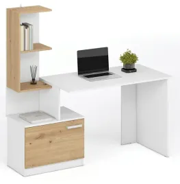 biurko-z-regalem-2-polki-biale-dab-artisan-144cm-oslo