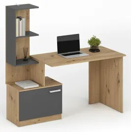 biurko-z-regalem-2-polki-grafitowe-dab-artisan-144cm-oslo