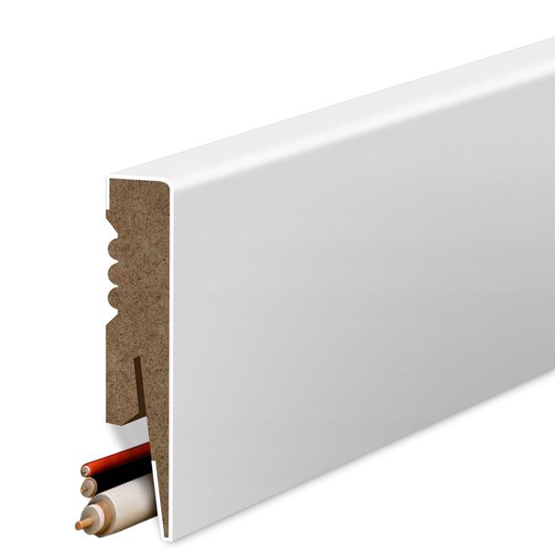 80x16 mm LISTWA PRZYPODŁOGOWA 8 cm BIAŁA MDF DEKORACYJNA COKÓŁ promień R2