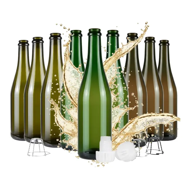 10x Butelka Szklana do Szampana Cydru Wina 750ml KOREK PLASTIKOWY KOLORY