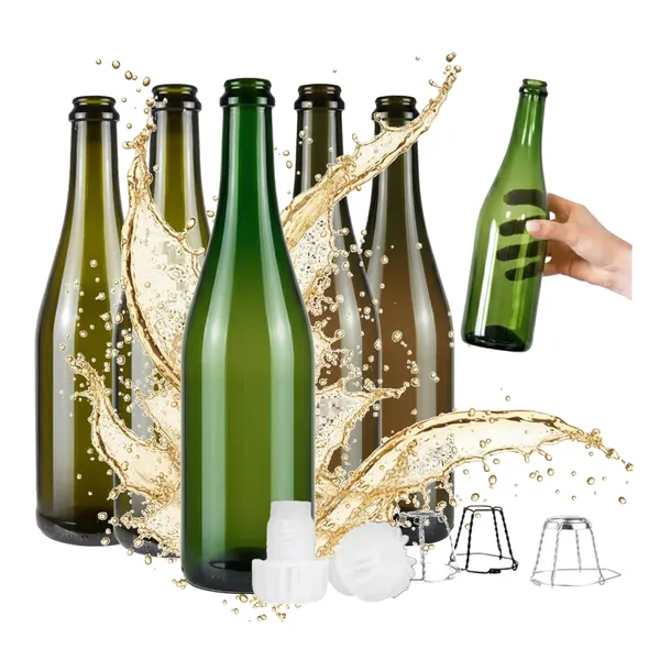 30x Butelka Szklana do Szampana Cydru Wina Piwa 750 ml KOREK PLASTIK + DRUT