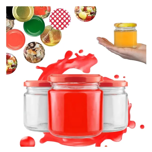 48szt. Słoik szklany 200ml + WIECZKO Fi66 na dżem przetwory desery soki 48x