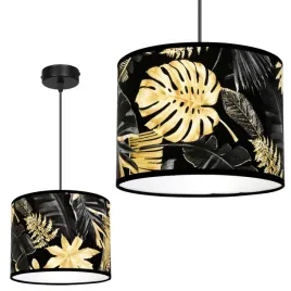 lampa-wiszaca-sufitowa-abazur-zlote-kwiaty-led