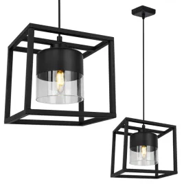 lampa-wiszaca-loft-klatka-nowoczesna-szklany-klosz