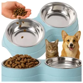 miska-dla-psa-kota-podwojna-2w1-metalowa-karme-sucha-mokra-wode-niebieska