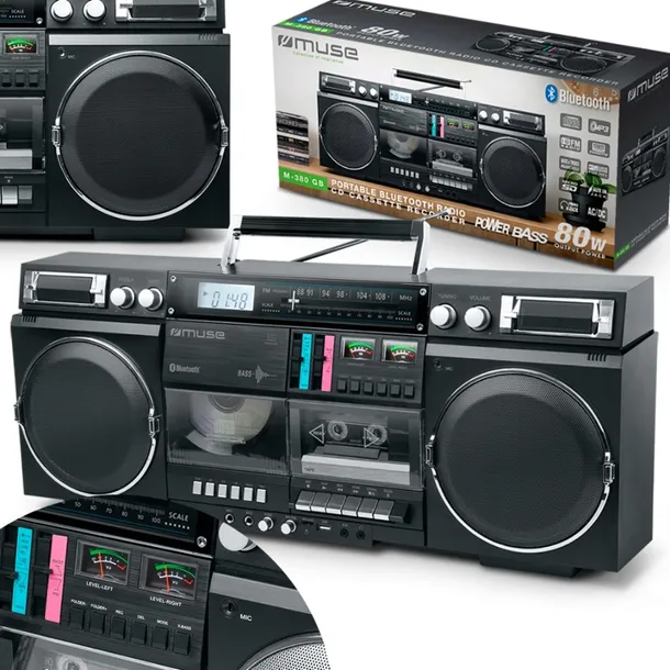 RADIOODTWARZACZ BOOMBOX MUSE ODTWARZACZ CD AUX SD BLUETOOTH MAGNETOFON USB