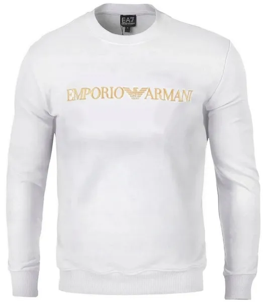 EMPORIO ARMANI BLUZA MĘSKA BIAŁA HAFT ORGANIC COTTON GOLD NA PREZENT / XL