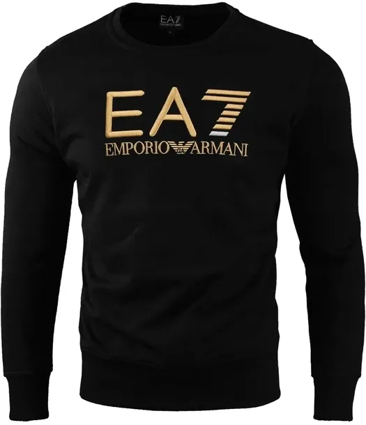 EMPORIO ARMANI BLUZA EA7 MĘSKA CZARNA HAFT ORGANIC COTTON NA PREZENT / XL